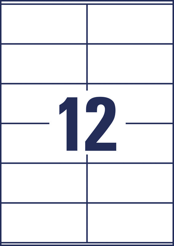 Avery Druckeretiketten, 105 mm × 48 mm, weiss, Papier, permanent, 120 Etiketten (10 Blatt)