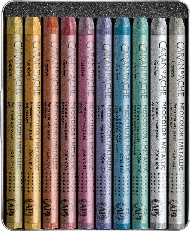 Caran d-Ache Caran d'Ache Neocolor I Ölbasierte Farbstifte-Set – 10 Farben, Mine Ø 8,6 mm, Metallschachtel