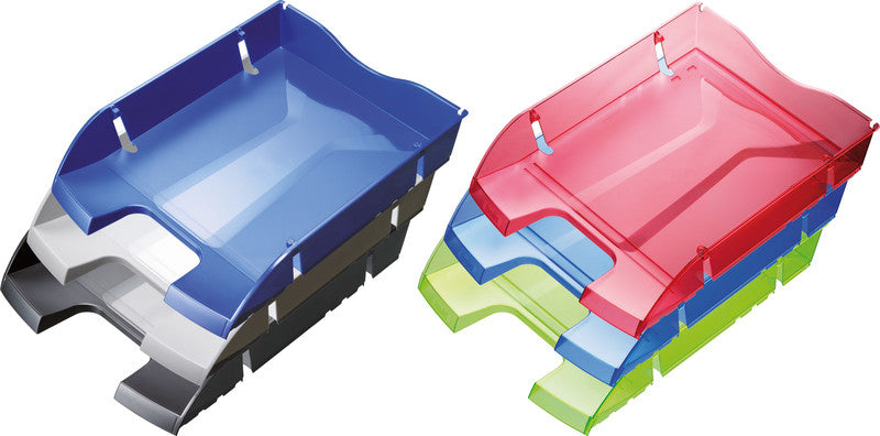 Helit Briefkorb – mit Beschriftungsfeld, glänzend, grau transparent, B 275 × H 66 × T 355 mm