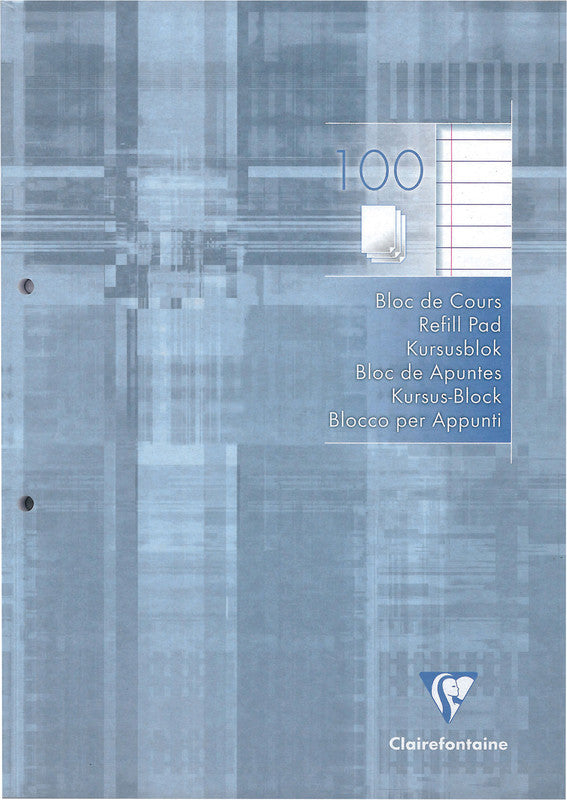 Clairefontaine Ringbuchblock, A4, liniert, 100 Blatt, 2-fach gelocht, 90 g/m² – blau