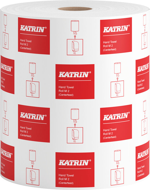 Katrin Handtuchrolle – 2-lagig, Recyclingfasermaterial, weiss, 205 mm × 150 m, für Katrin Inclusive Medium
