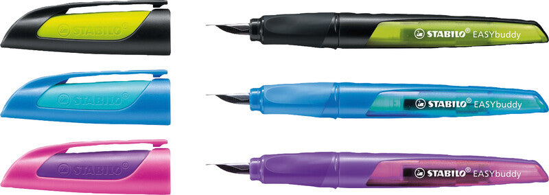 STABILO EASYbuddy – Federspitze M – für Rechts- & Linkshänder – Lila/Magenta, Blau – Patronen