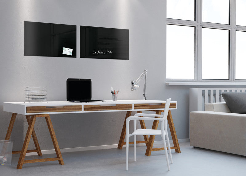 Sigel Whiteboard – 60 × 40 cm, Glas, magnetisch, Wandmontage, inkl. Magnete, Montagesatz