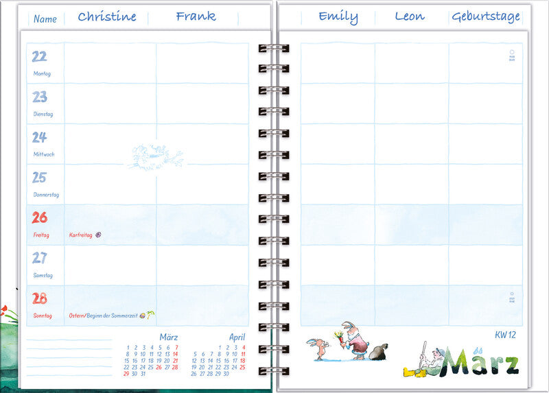 Heye Helme Heine Agenda – 1 Woche/2 Seiten, Spiralbindung, A5, 2027, Mehrfarbig, FSC