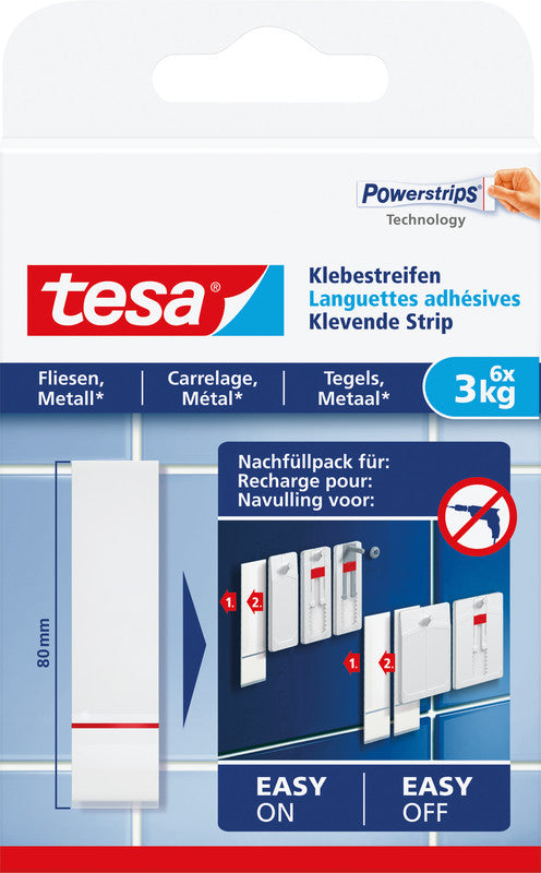 Tesa Montageband, für den Innenbereich, für glatte Oberflächen – 81 mm × 0,13 m, Weiss, bis 3 kg