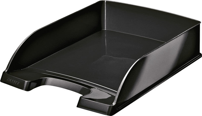 Leitz WOW – Briefkorb für A4, Polystyrol (PS), Schwarz, Hochglänzend, 255 × 70 × 357 mm