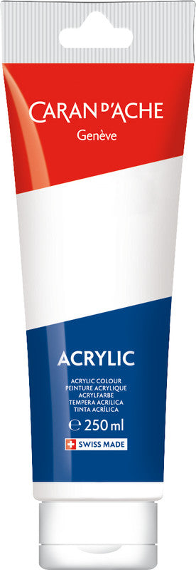 Caran d'Ache Acrylfarbe – Tube, 250 ml, Blau, Weiss