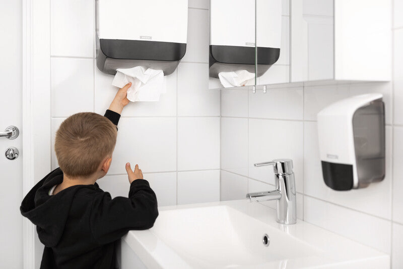 Katrin Falthandtuchspender Inclusive Medium Weiss – für Falthandtücher bis 240 mm, 301 × 445 × 142 mm