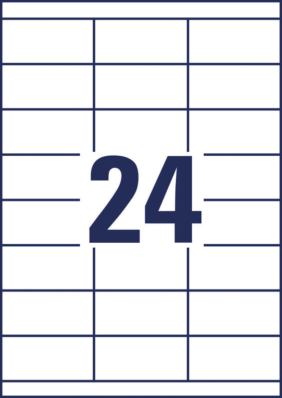Avery Druckeretiketten, 70 mm × 34 mm, weiss, Papier, permanent, 2400 Etiketten (100 Blatt)