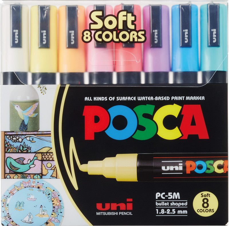 Uni-Ball Kreidemarker – Rund, 1,8–2,5 mm – 8er-Set, Farben sortiert