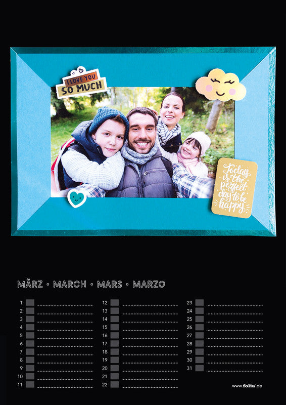 Folia Bastel-Dauerkalender immerwährend – 17 × 24 cm – d/f/gb – mit Tagesfeldern, mit Aufhänger