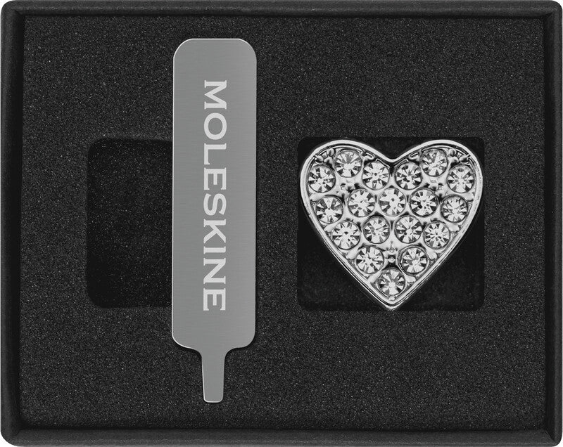 Moleskine Pin – Zinklegierung, Silber, Herz-Motiv, 1 Stück