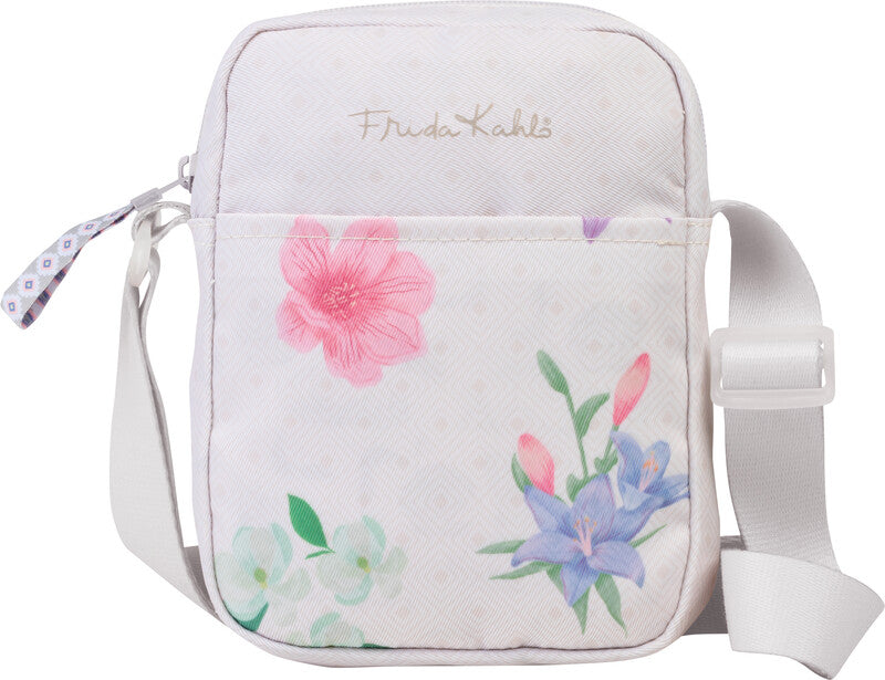 Frida Kahlo Mini Umhängetasche – Nylon, natur, 14 × 19 × 5 cm