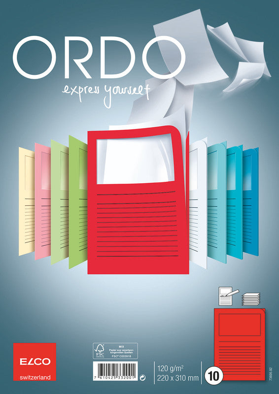 Elco Ordo Classico Sichtmappe A4 – Intensivrot, Papier, 10er-Pack