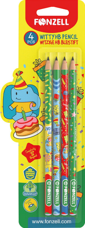 Fonzell Bleistift, HB, Mine Ø 2,2 mm, farbig sortiert – 4er-Set