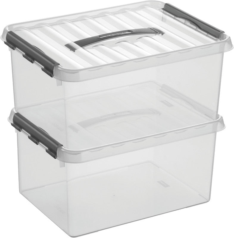Helit die q-line Aufbewahrungsbox 15 l – mit Tragegriff, mit Clipdeckel, 400 × 180 × 300 mm