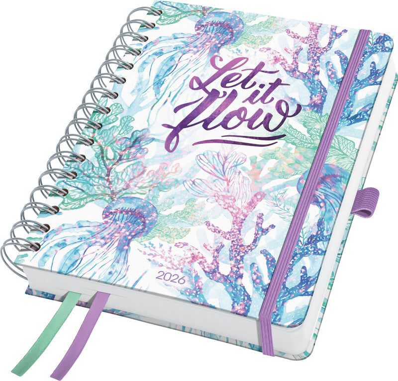 Sigel JOLIE Agenda – 1 Woche/2 Seiten, Spiralbindung, A5, 2026, Underwater Miracles, FSC