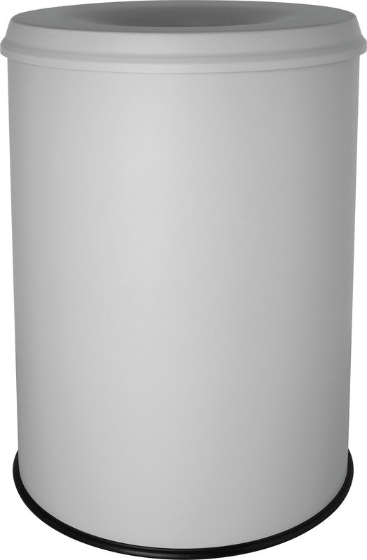 Helit Sicherheitspapierkorb – 15 l – Stahl, lichtgrau – Ø 260 × H 335 mm – Löschkopf, selbstlöschend, TÜV/GS