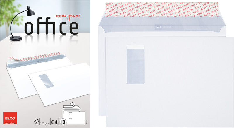 Elco Couvert C4, Fenster rechts, Haftklebung, hochweiss, 120 g/m², mit Innendruck
