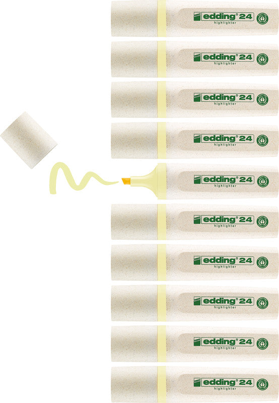 Edding EcoLine Textmarker Pastellgelb – Keilspitze, 2–5 mm, nachfüllbar, Blauer Engel