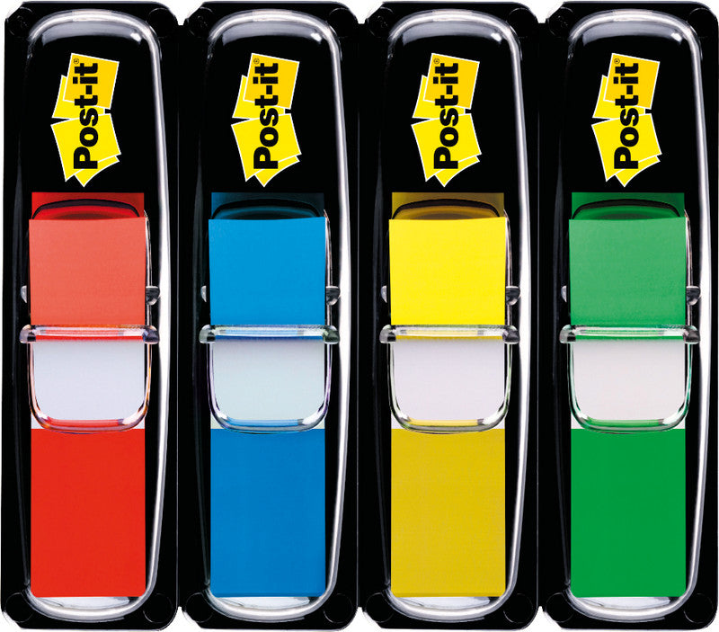 Post-it Indexstreifen – 11,9×43,2 mm – sortiert, 4×35 Stück, mit Dispenser
