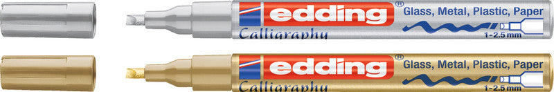 Edding Kalligrafiestift für Glas, Metall, Kunststoff – Silber Metallic
