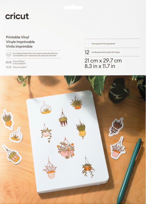 Cricut Spezialfolie – für Cricut Joy Xtra Schneideplotter, Inkjetdrucker, A4 (210 × 297 mm), 12 Blatt