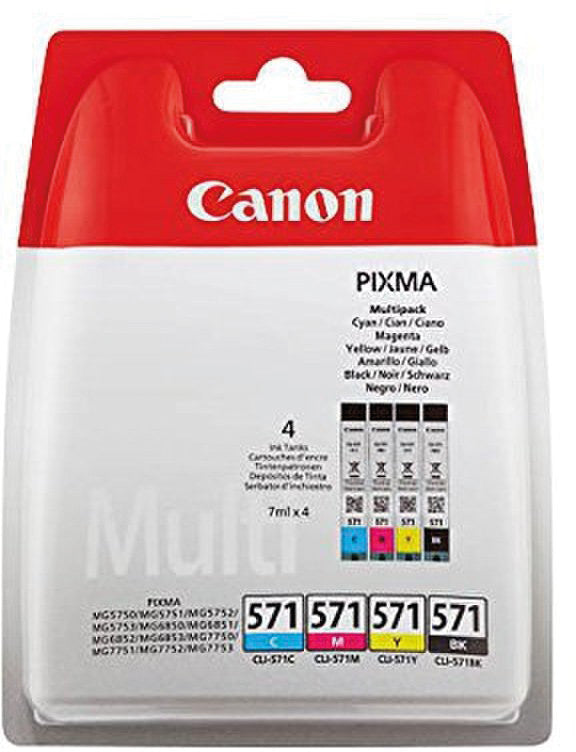 Canon Tintenpatronen-Multipack CLI-571, CMYK, 4er-Pack – für PIXMA-Modelle und andere