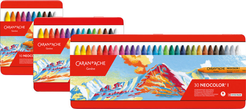 Caran d-Ache Caran d'Ache Neocolor I Ölbasierte Farbstifte-Set – 30 Farben, Mine Ø 8,6 mm, Metallschachtel