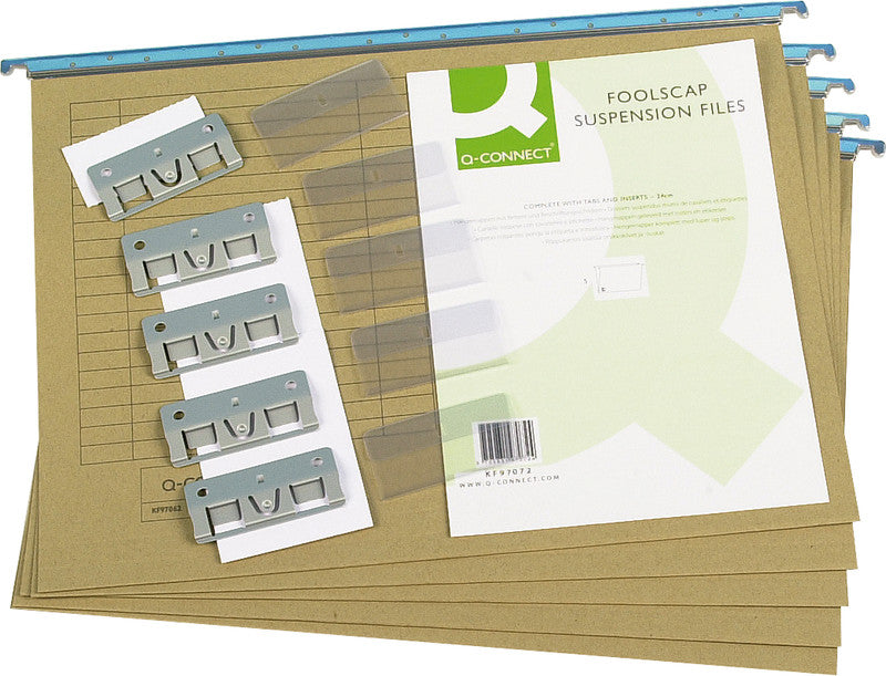 Q-connect Hängeordner für A4 – Karton, Olivgrün, 320 × 240 mm, mit Vordruck