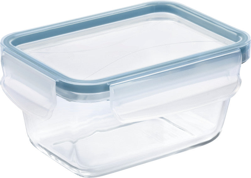 Rotho Glasbehälter Clic & Lock – 0,5 l – eckig – 16 × 7,8 × 12 cm – Borosilikatglas – transparent