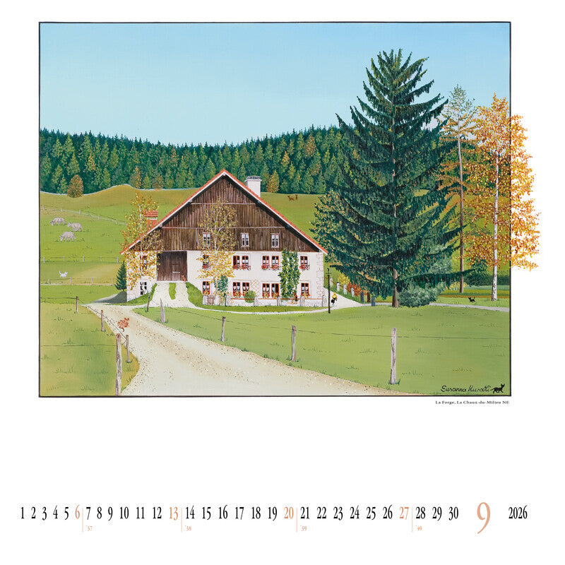 Kuratli Kunstkalender Bauernhäuser 2026 – 42 × 42 cm