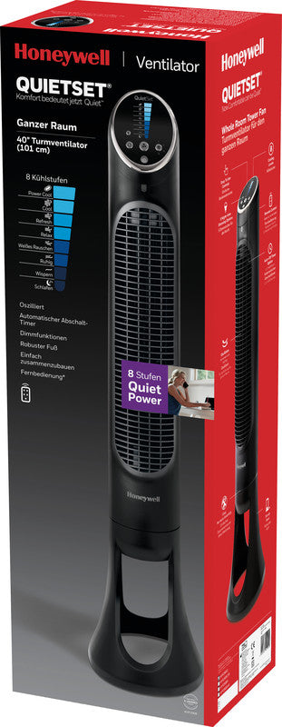 Honeywell Turmventilator QuietSet HYF290E4 – 8 Stufen, Oszillation, mit Fernbedienung, Timer