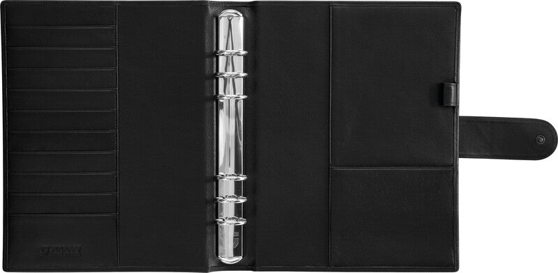 Succes Ringbuch Classic Nappa – A5 Hochformat – 6-Ring-Mechanik, Ø 25 mm – Schwarz, mit Stiftschlaufe