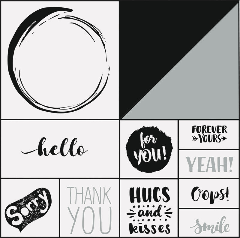 Folia Motivstempel-Set – Lettering, 12 Teile, Kissen sortiert