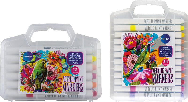 Centrum Acrylmarker – Rundspitze 1–3 mm – Mehrfarbig, 24er-Set – für Glas, Stein und Stoff