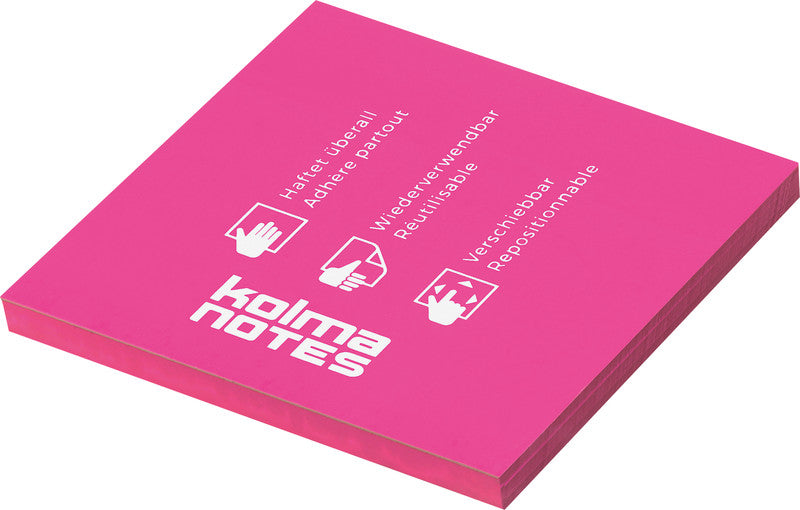 Kolma Haftnotizen – 76×76 mm – Neonpink, 100 Blatt, elektrostatisch, recyclingfähig