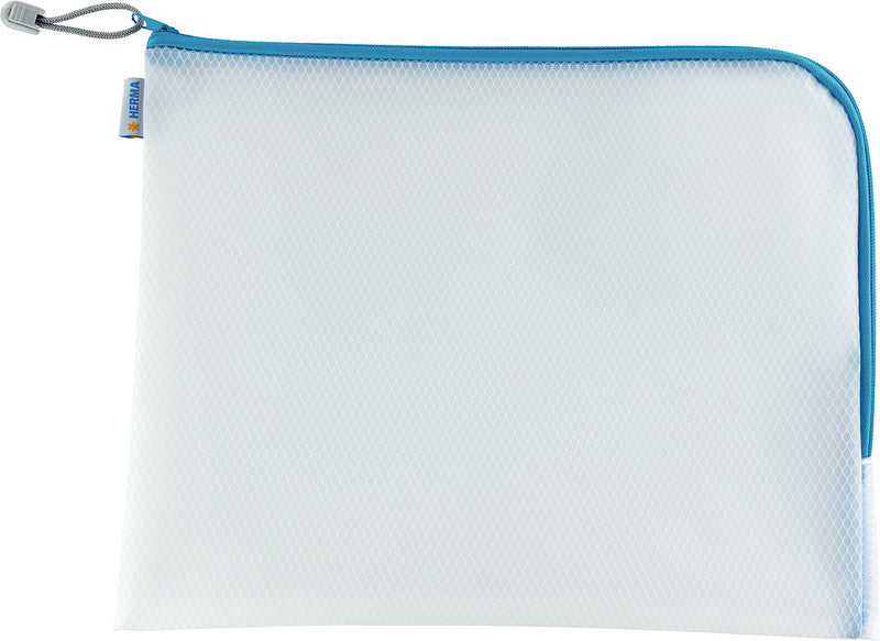 HERMA Reissverschlusstasche – Blau – Kunststoff – 36,0 × 28,0 × 0,7 cm