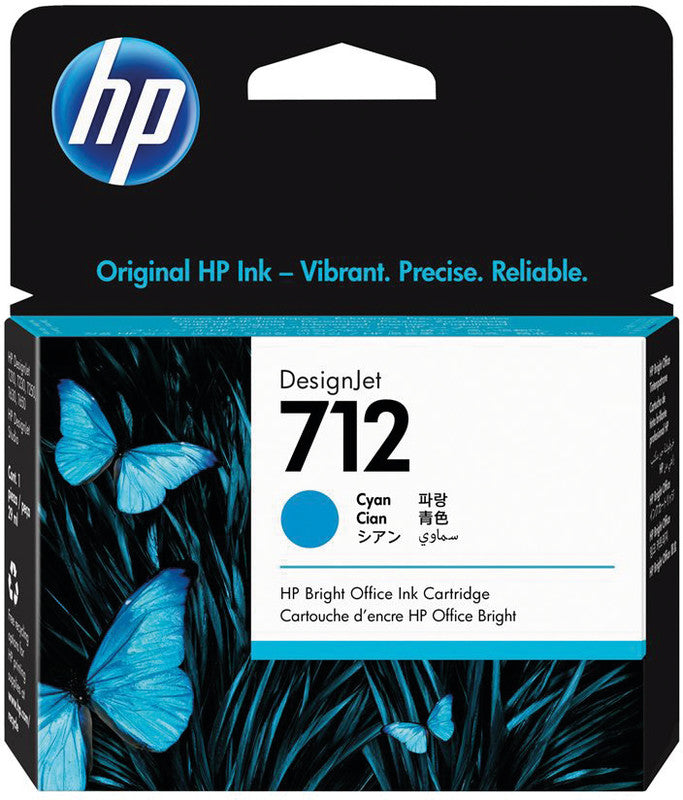 HP Tintenpatrone 712, cyan, 29 ml – für Tintenstrahldrucker und Multifunktionsgeräte