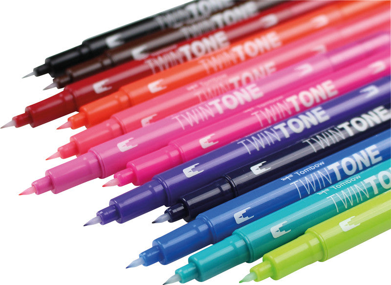 Tombow Filzstifte TwinTone, Strichbreite 0,3–0,8 mm, 12 Farben
