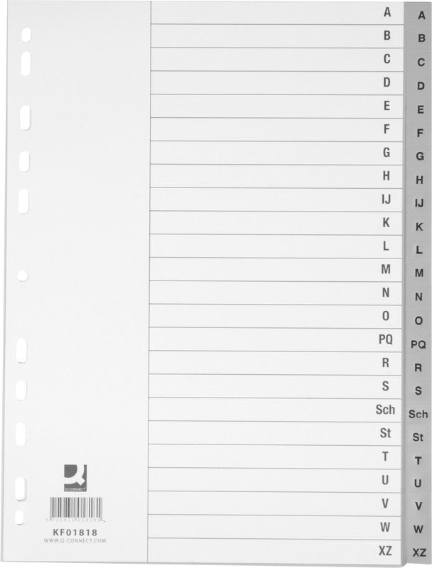 Q-Connect Register – für A4, Kunststoff (PP), A–Z, 24-teilig, Grau, 11-fach
