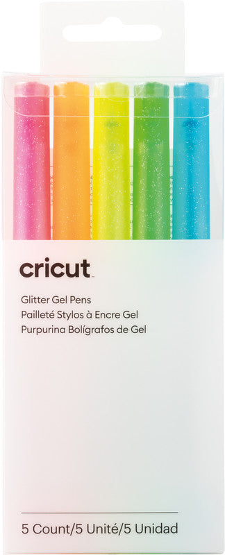 Cricut Glitzer Gelschreiber 5er Etui – 5 Farben, 0,8 mm – für Cricut Maker & Explore