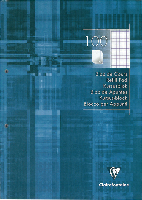 Clairefontaine Ringbuchblock A4, kariert, Leimbindung, 100 Blatt, 2-fach gelocht, 90 g/m² – blau