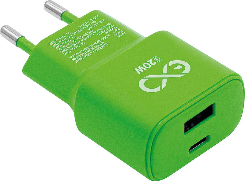 EXC USB-Ladegerät – 18–20 W, 1× USB-C + 1× USB-A, Überspannungsschutz