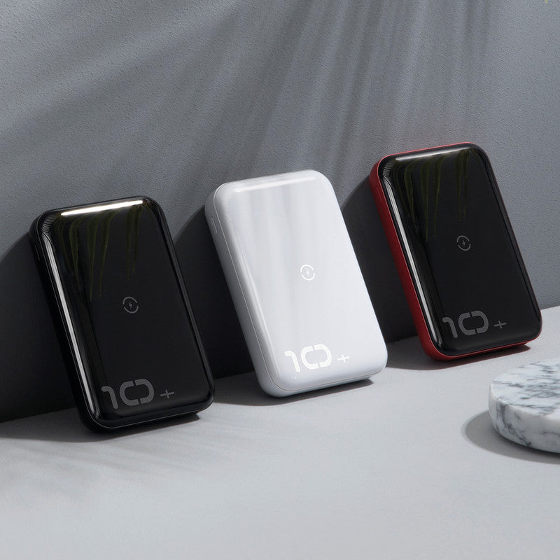 Baseus Powerbank 10000 mAh, 1× USB-C, 1× USB-A, kabelloses Laden, für Smartphones, Tablets, schwarz