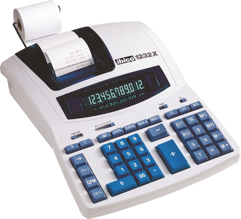 Ibico Tischrechner, druckend 1232X – 12-stellig, 2-farbig, 4,1 Zeilen/s, Postenzähler/Währung, Netz