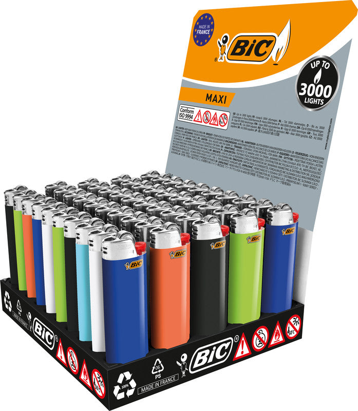 BIC Feuerzeug Maxi J26 – 8,2 cm – Kunststoff – Mehrfarbig
