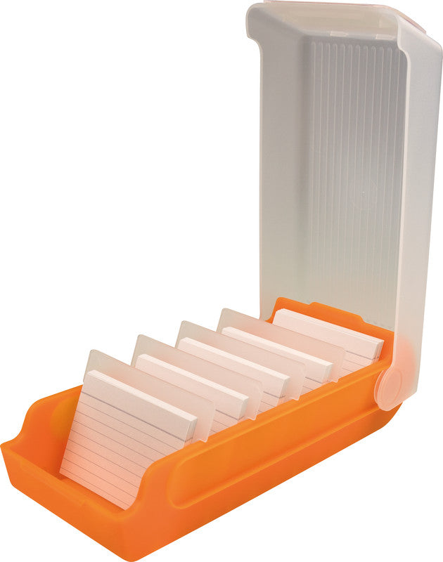 Helit Karteikarte A8 quer, liniert, orange transparent, Kunststoff – 100 Stück