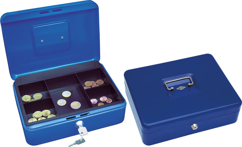 Wedo Geldkassette – mit Schlüssel – 30 × 24 × 9 cm – Blau – Stahl