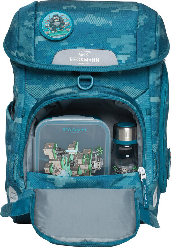 Beckmann Schulrucksack Plus Air – Jungle Game – 20 l – 28 × 40,5 × 23 cm – aus recyceltem PET